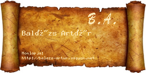 Balázs Artúr névjegykártya